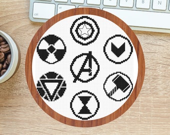 Modèle de point de croix Logo Avengers. PDF. Modèle de point de croix Marvel. Modèle de point de croix facile