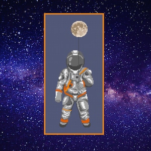 Astronaut Stitch Cross Pattern. PDF. Space Cross Stitch Pattern. Moon Cross Stitch Pattern.