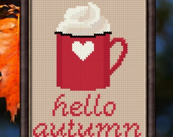 Modèle de point de croix d'automne. PDF. Modèle de point de croix chocolat chaud. Modèle de point de croix d'automne.