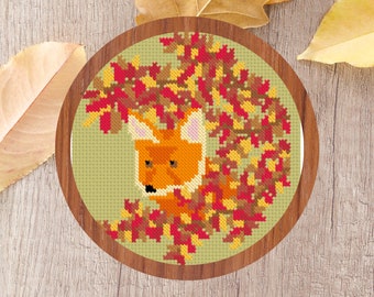 Modèle de point de croix renard. PDF. Modèle de point de croix automne / automne. Modèle de point de croix nature facile