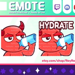Twitch Emote - Mignon Diable Emote Hydrate Boisson Soif / Sub emoji