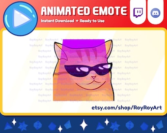 Twitch Emote Animated - Cool Orange Cat Jam Dancing Party Emote Animated