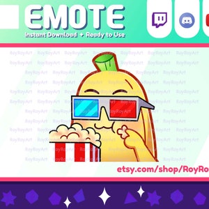 Twitch Emote - Leuke Banaan Popcorn Emote / Sub Emoji