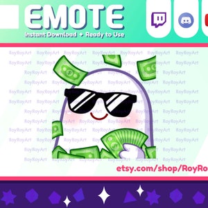Twitch Emote - Kawaii Ghost Money Rich Dollar Emote / Sub Emoji