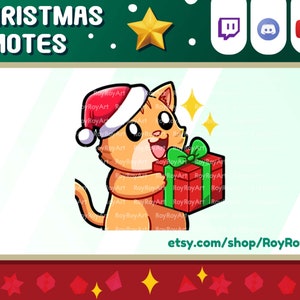 Twitch Emote - Orange Cat Present Gift Christmas Emotes / Sub Emoji