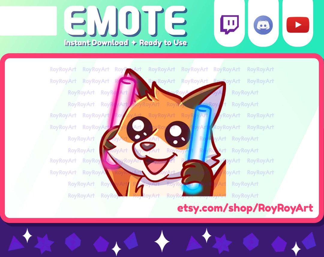 Twitch Emote Cute Fox Kitsune Lightstick Sub Emoji Etsy