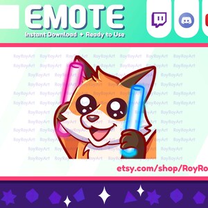 Twitch Emote - Cute Fox kitsune Lightstick Sub Emoji