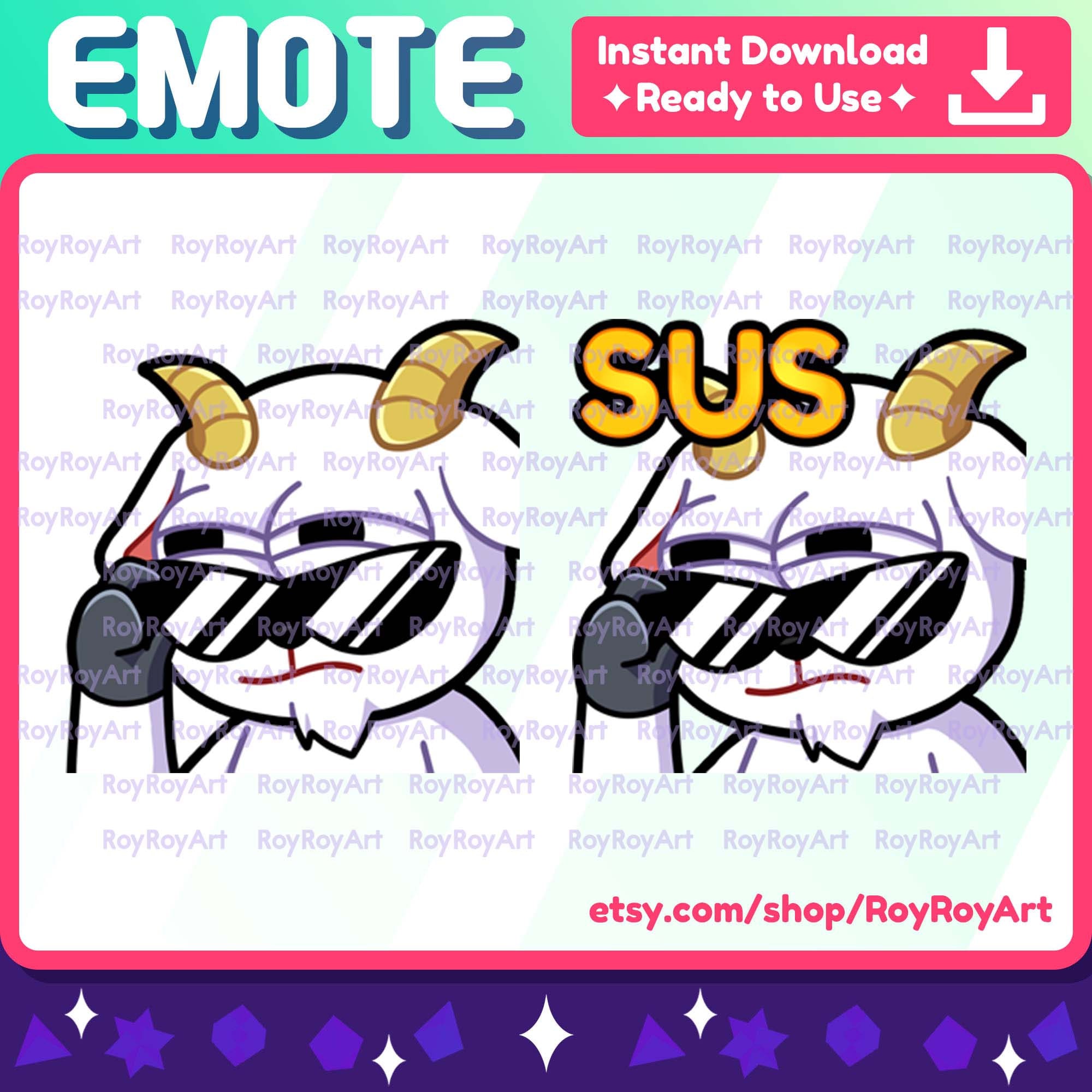 Twitch Emote Cool Goat Sus Emote / Sub Emoji 