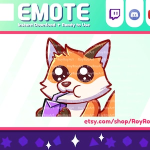 Twitch Emote - Cute Fox kitsune Sip Sub Emoji
