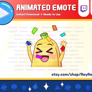 Twitch Emote Animated - Cute Banana Hype Confetti Dance Emote Animated Gif
