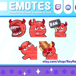 Twitch Emotes Halloween - Süße Teufel Emotes Pack 3 / let&#39;s go, take the L, Ban, müde, bonk / Sub emoji