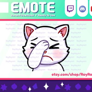 Twitch Emote - White Cat Facepalm / Sub Emoji