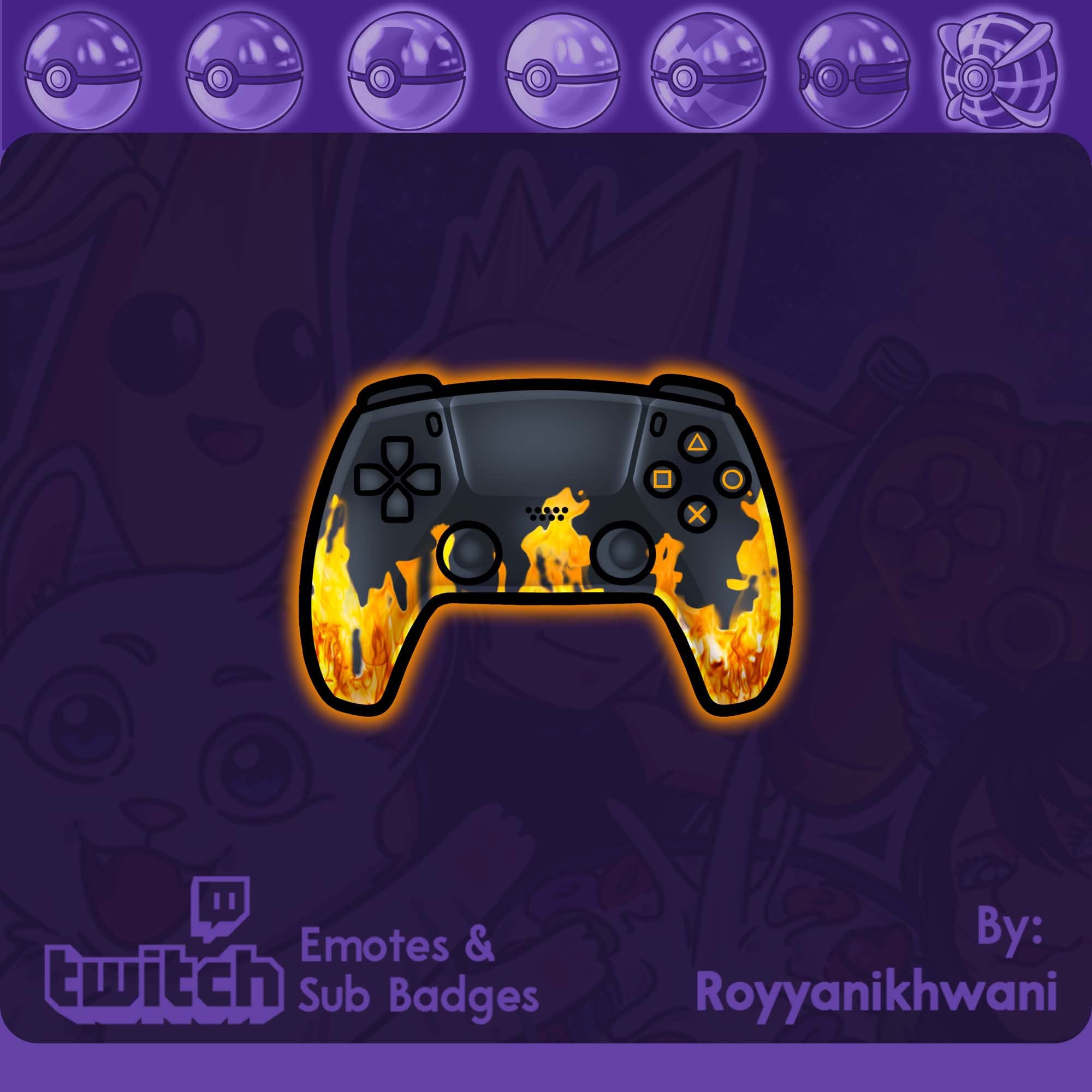 Twitch Sub badge & Emote - PS5 controller fire