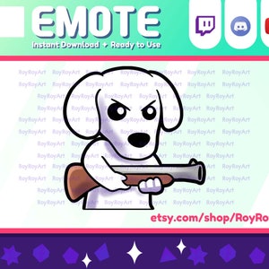 Twitch Emote - White Dog Gun