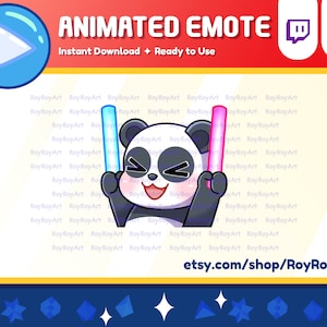 Twitch Emote Animated - Panda Rave Dancing Party Lightsticks Glowsticks Emote Animated
