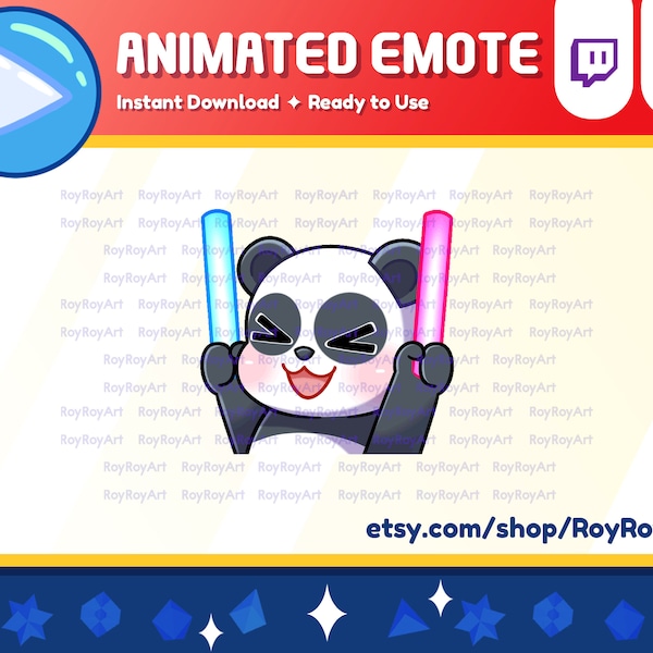 Twitch Emote Animated - Panda Rave Dancing Party Lightsticks Glowsticks Emote Animated