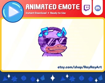 Twitch Emote Animated - Cool Duck Music Jam Dancing Party Emote Animated