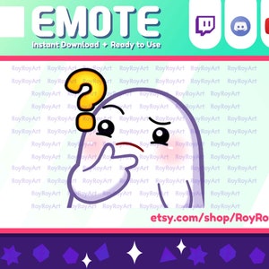 Twitch Emote - Kawaii Ghost Thinking Confused Emote / Sub Emoji