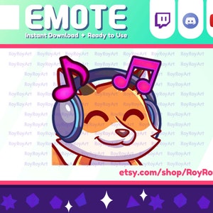 Twitch Emote - Cute Fox kitsune Music Jam Sub Emoji
