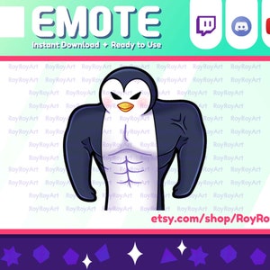 Twitch Emote - Cute Penguin Power Up Buff Emote / Sub Emoji
