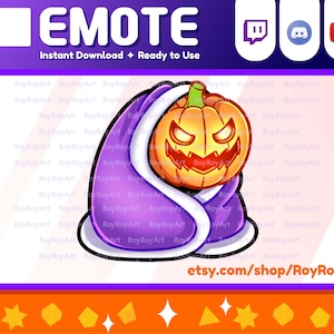 Halloween Twitch Emote - Scary Pumpkin Cozy Blanket Sub Emoji
