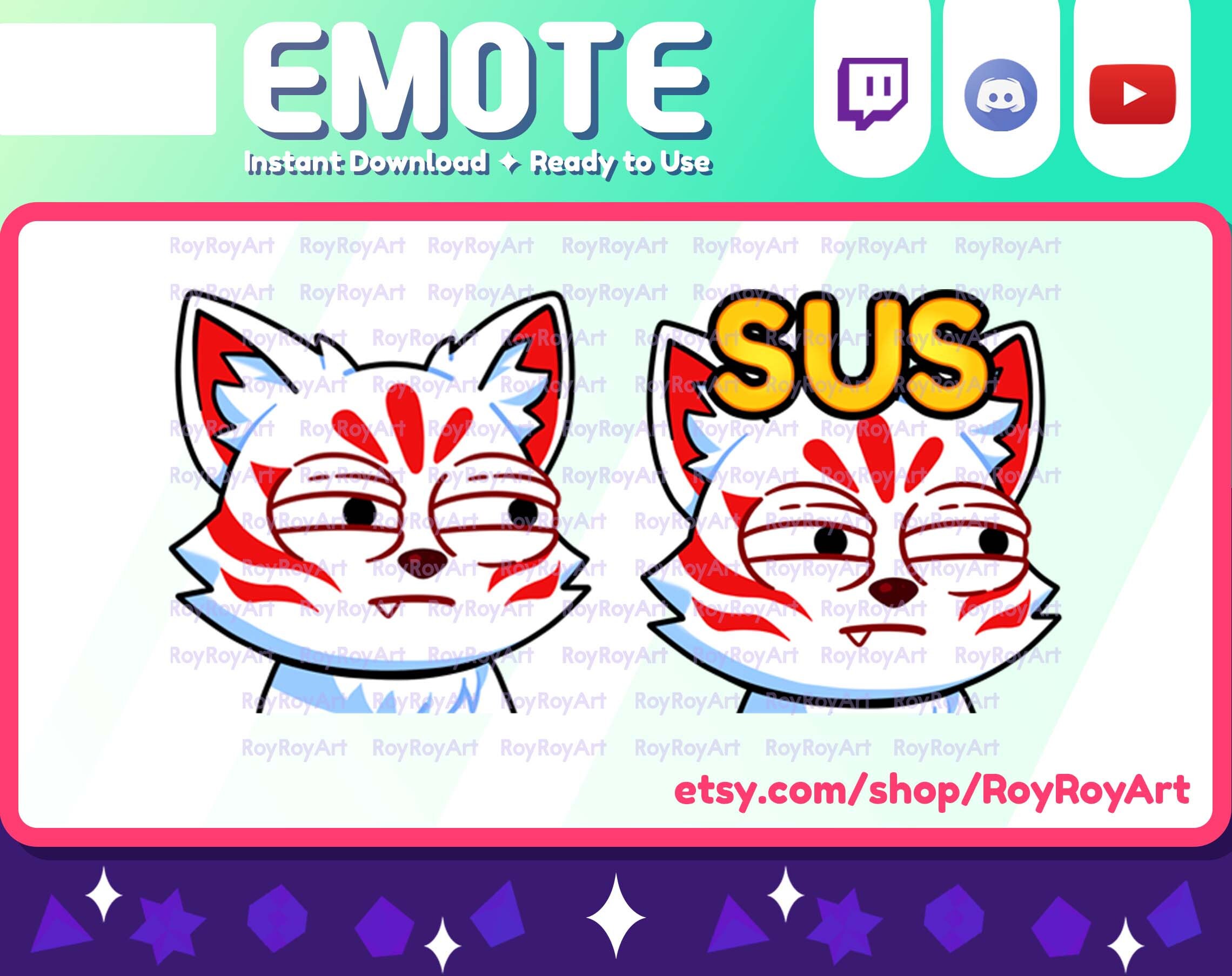 Twitch Emote - Kitsune White Fox Sus Sub Emoji