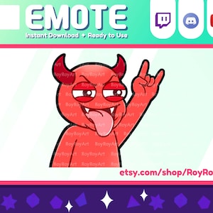 Twitch Emote - Cute Devil Evil Horn Rock Emote / Sub emoji