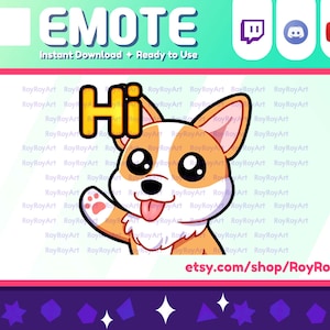 Twitch Emote - Cute Dog Corgi Hi