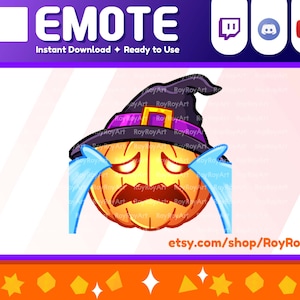 Halloween Twitch Emote - Scary Pumpkin Crying Sad Sub Emoji