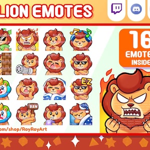 Twitch Emotes - Cute Lion Mega Pack Emotes / Sub Emojis