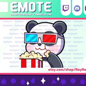 Twitch Emote - Cute Panda Popcorn Watching Movie Emote / Sub Emoji