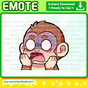 Twitch Emote - Cute Monkey Scared Shocked / Sub Emoji Discord Kick