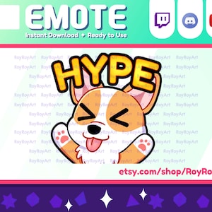 Twitch Emote - Leuke Hond Corgi Hype Emote / Sub Emoji