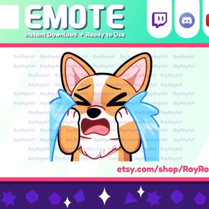 Twitch Emote - Schattige Hond Corgi Huilen Emote / Sub Emoji
