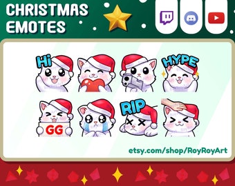 Twitch Emotes - Christmas Emotes White Cat cute pack