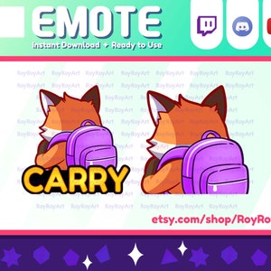 Twitch Emote - Niedliche Fuchs Kitsune Carry Carry Sub Emoji