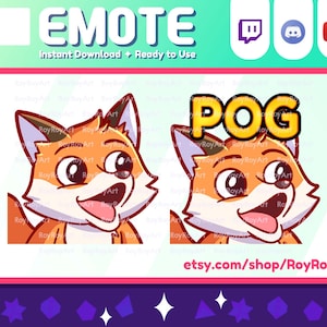 Twitch Emote - Cute Fox kitsune Pog Sub Emoji