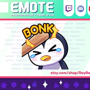 Twitch Emote - Cute Penguin Bonk Emote / Sub Emoji