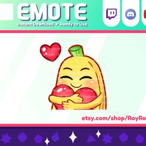 Twitch Emote - Leuke Banaan Liefde Holding Heart / Knuffel / Sub Emoji