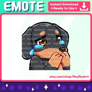 Twitch Emote - Cute Black Dog Dachshund Crying Sad Emote / Sub Emoji