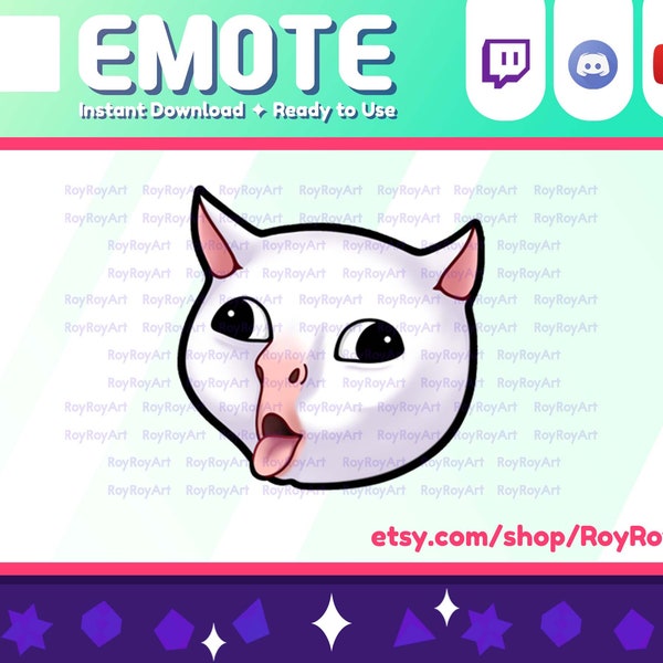 Twitch Emote - white Cat meme coughing lol