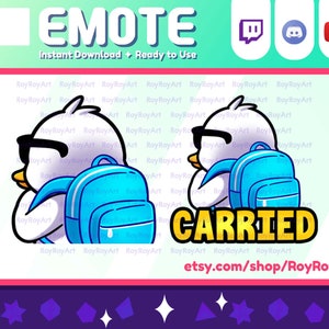Twitch Emote - Cool Duck Carried / Sub Emoji Discord