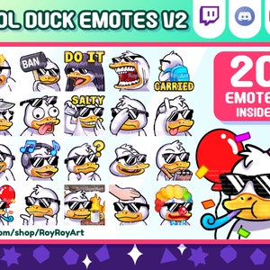 Twitch Emotes - Cool Duck Mega Pack Inclusief 20 Emotes V2