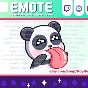 Twitch Emote - Cute Panda Lick Emote / Sub Emoji
