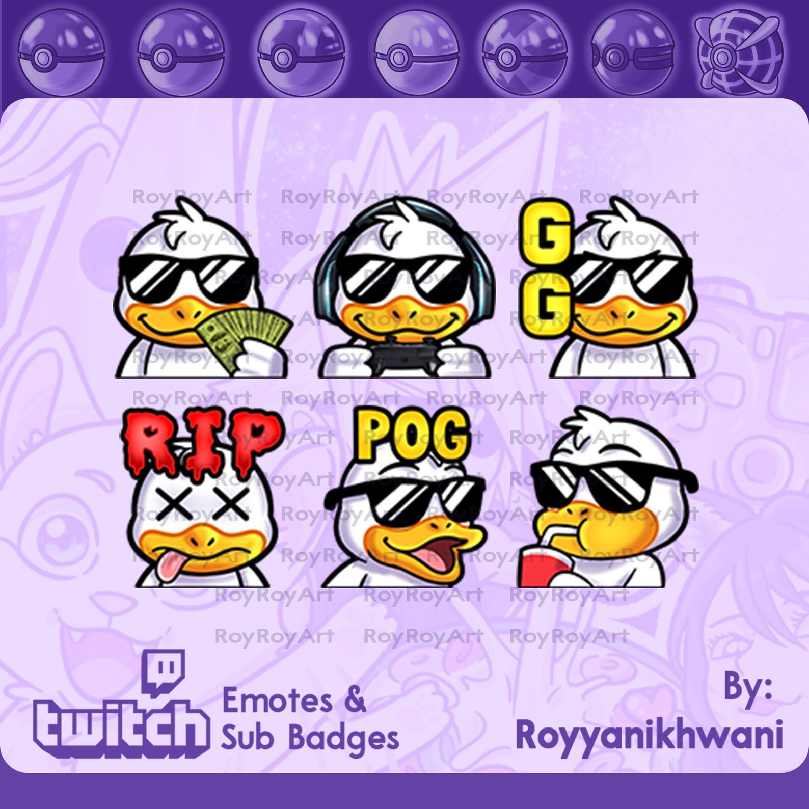 Twitch Emotes Cool Duck pack Etsy