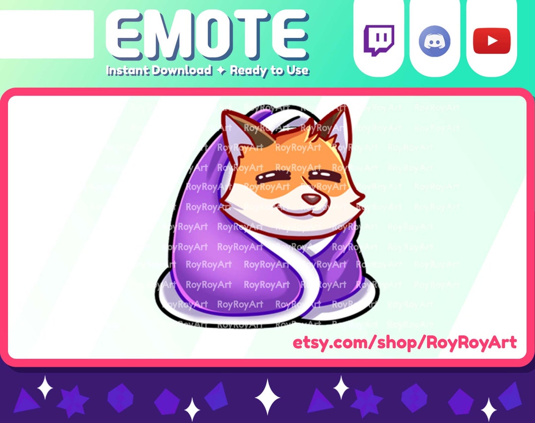Twitch Emote - Cute Fox Kitsune Cozy Comfy Blanket Sub Emoji - Etsy