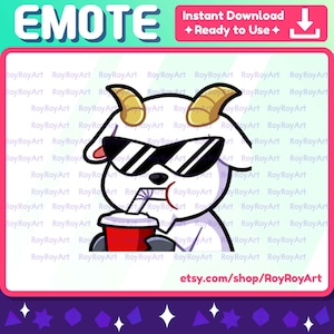 Twitch Emote - Cool Goat Sipping Emote / Sub Emoji