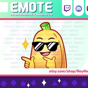 Twitch Emote - かわいいバナナのクールなフィンガーガンのエモート / サブ絵文字