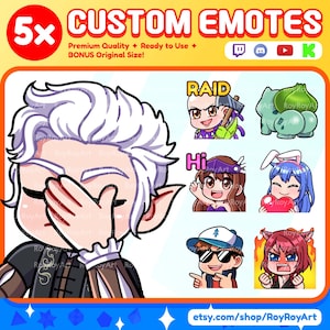 5x Custom Twitch Emotes or Sub badges for Twitch/Discord/Kick/Youtube/Streaming - Cute Chibi Anime - Graphics for Stream - Twitch Emoji