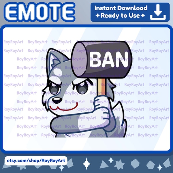 Twitch Emote - Grauer Wolf Ban Hammer / Sub Emoji Discord Kick